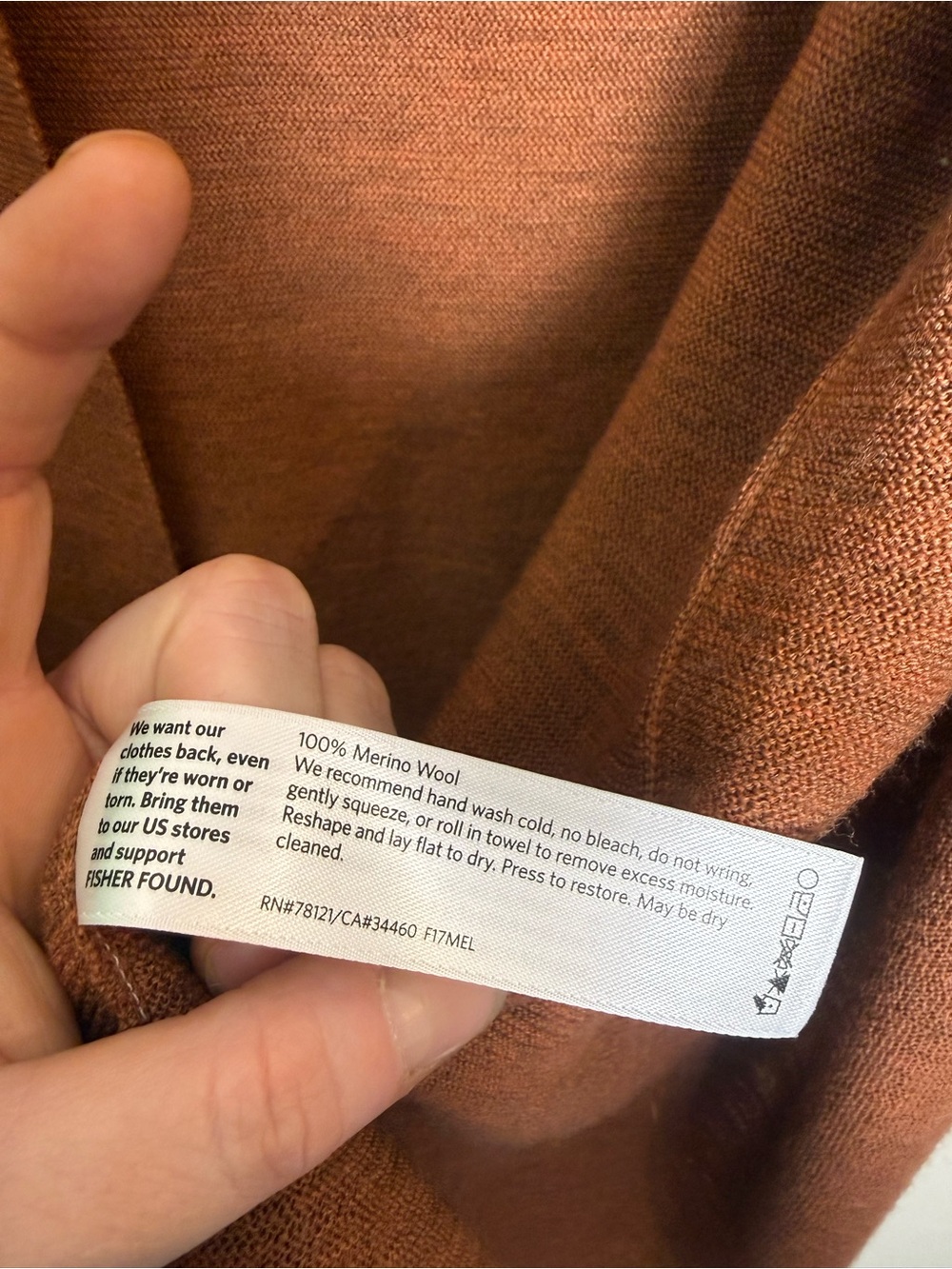 Eileen Fisher Long Wool Cardigan Open-Front Burnt Orange-Brown Merino Sweater - Picture 4 of 5